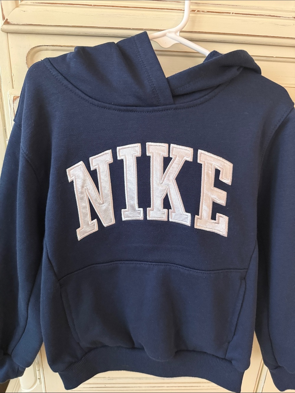 Nike Kids Navy Pullover Hoodie with White Lettering